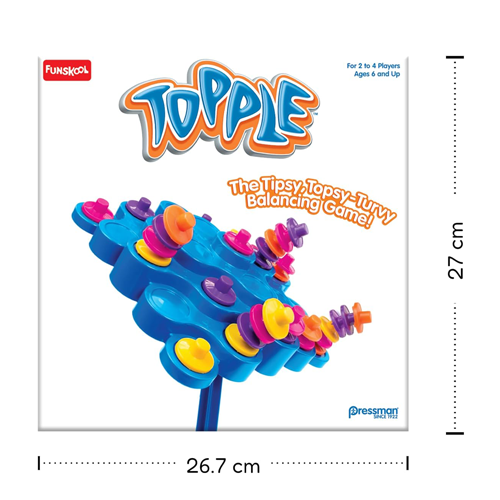 Funskool Original Topple, Strategy Game, Board Game for Kids, Adults, Families, Educational, Fun, 2 to 4 Players, Family Fun, Learning Activity Toy for Childrens, Gift Set for Kid, Ages 6+ Years