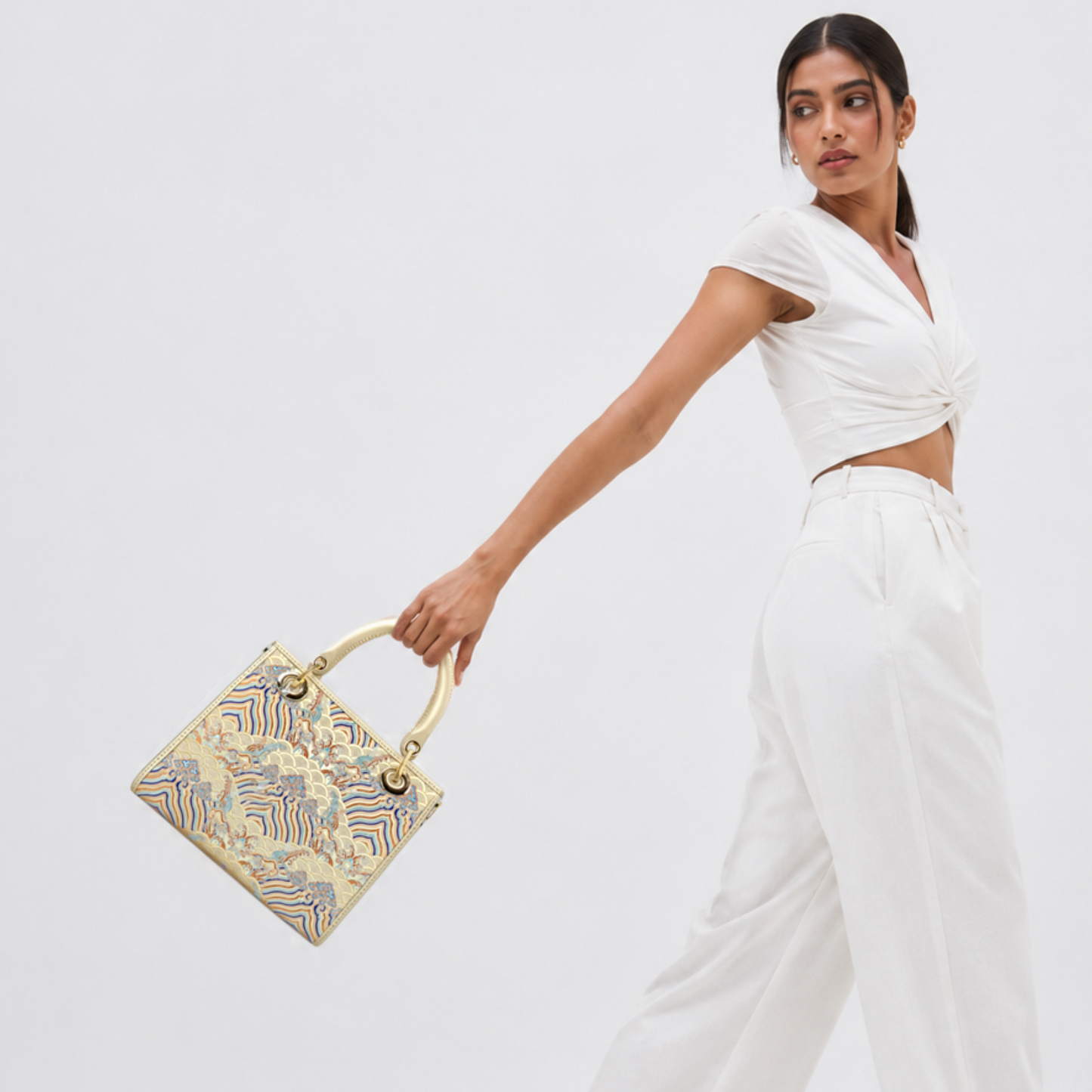 Luxe Hangzhou Silk Leather Tote Handbag for Women
