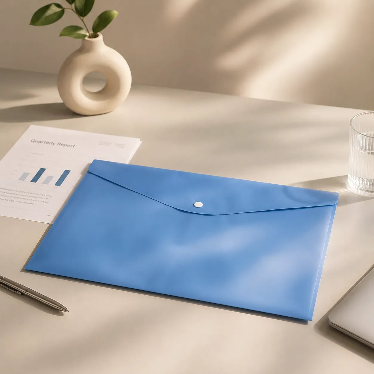 Premium Snap Button Document Envelope File Organizer - A5 Paper Size