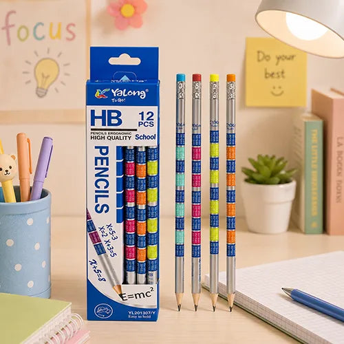Yalong Mathematics Theme HB Pencil Set – 12 Pieces