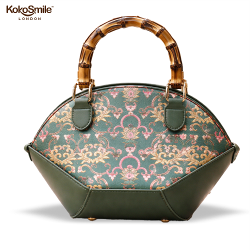 Premium Hangzhou Silk & Leather Top Handle Bag for Women