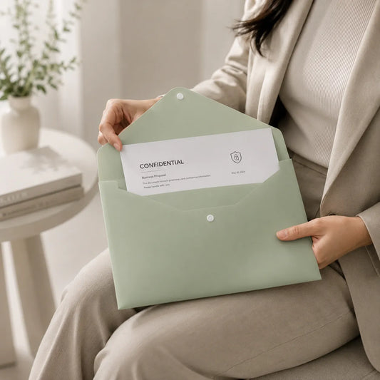 Portable A4 Document Folder with Snap Lock Closure