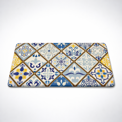 Spanish Tile Anti-Slip Doormat for Entryway/Bathroom