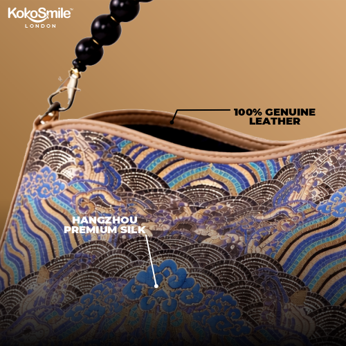 Hangzhou Silk Leather Pearl Handle Handbag for Women