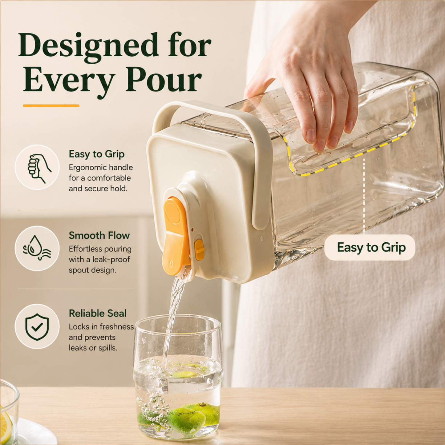 Premium 3.5L Family-Sized Water Pitcher Jug with Airtight Lid