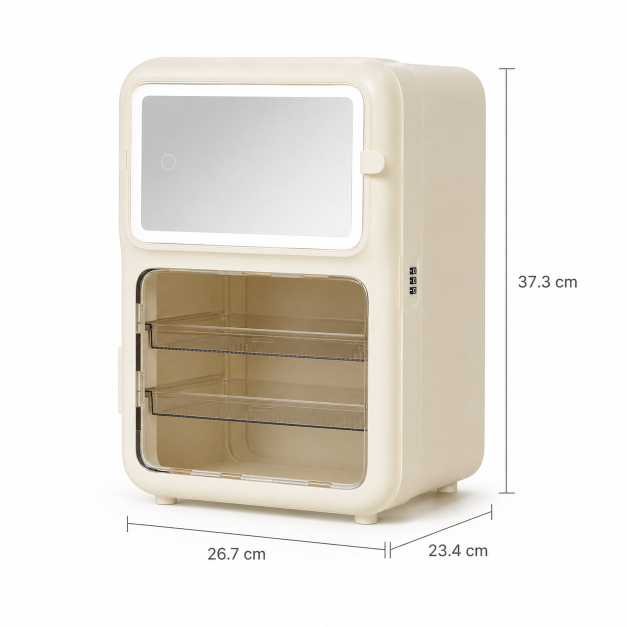 HOMX Skincare & Makeup Organizer – LED Mirror, Touch Control, USB-C, Lock