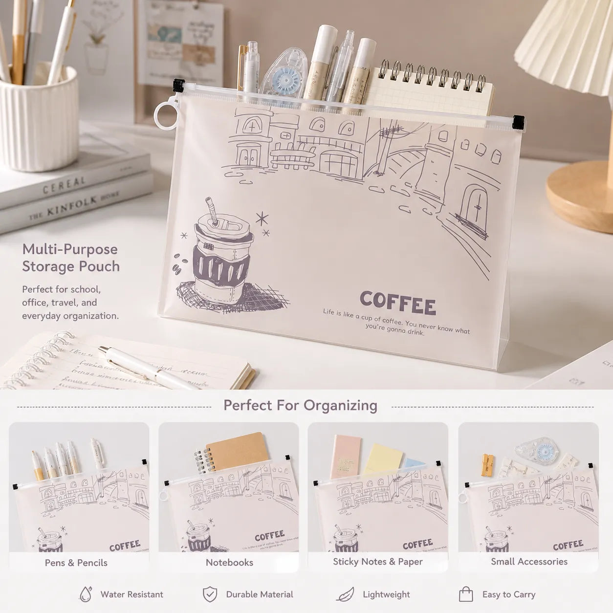 Zip Lock Waterproof Document Folder Pouch for Files & Papers