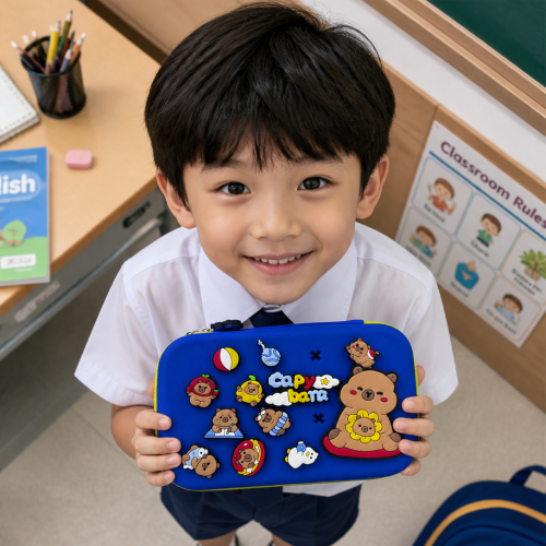 Kids Bear Theme Pencil Box with Removable Decorative Charms