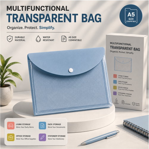 A5 Waterproof Poly Document Folder with Tab Closure- A5 paper size