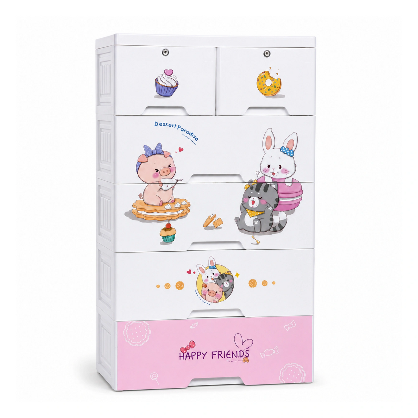 HOMX Kids PP Storage Cabinet with Lockable Drawers