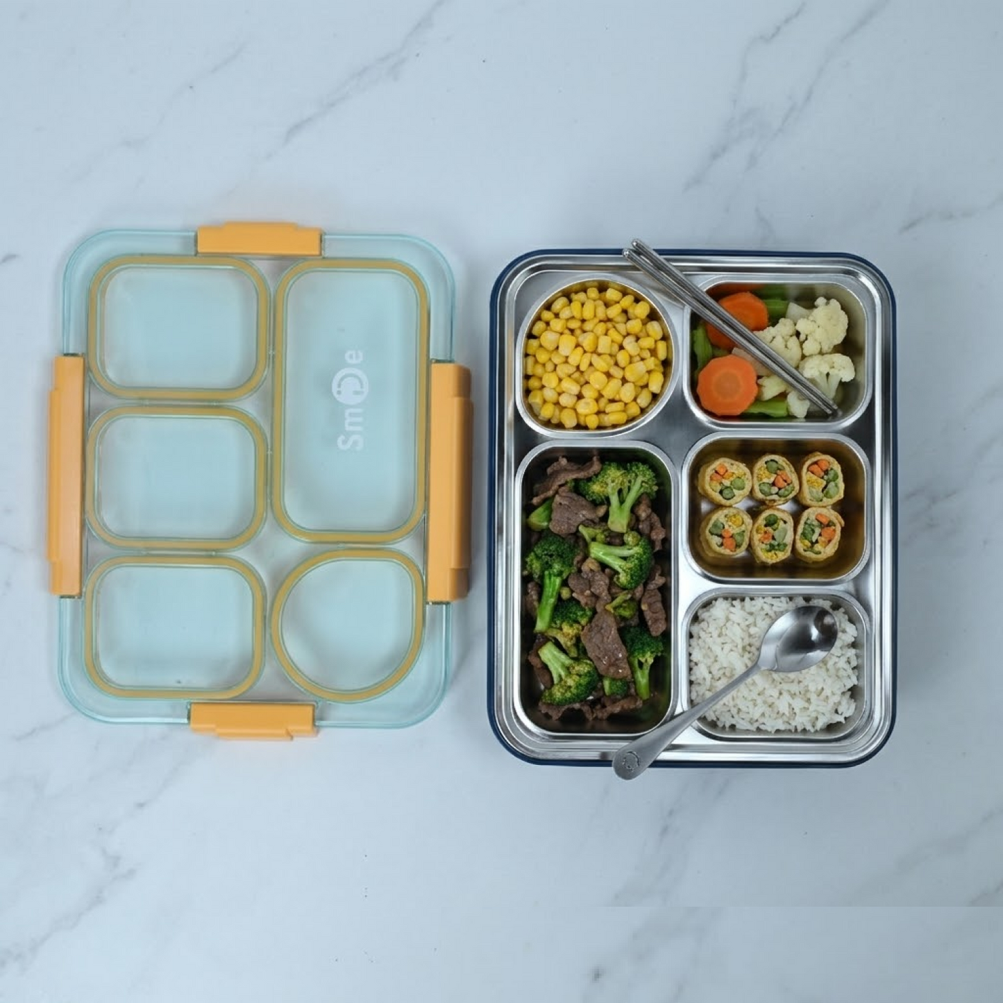 Bento Stainless Steel Lunch Box – 5 Compartment – 1400ml