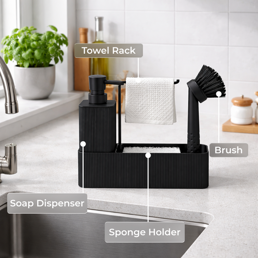 Premium ABS 4-in-1 Kitchen Soap Dispenser with Sponge Holder