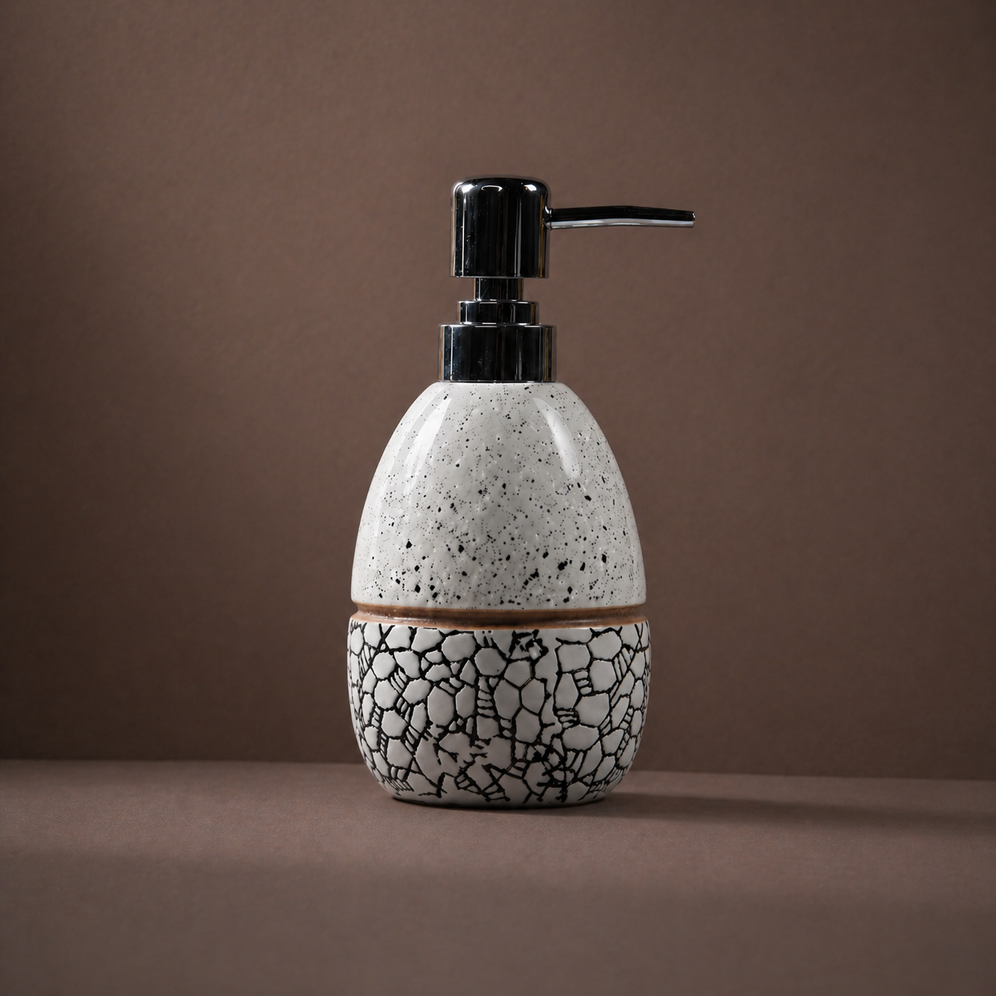 Glossy Ceramic Soap Dispenser with Abstract Print - 320ml