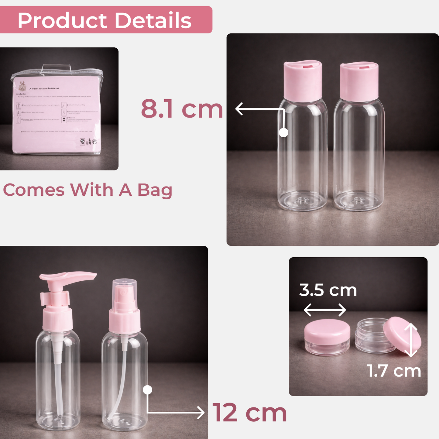 Travel Bottle Set for Toiletries | Leakproof Refillable Kit