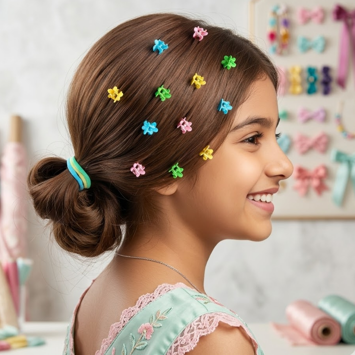 Pastel Hair Ties & Flower Bands Styling Set (49 Pcs)
