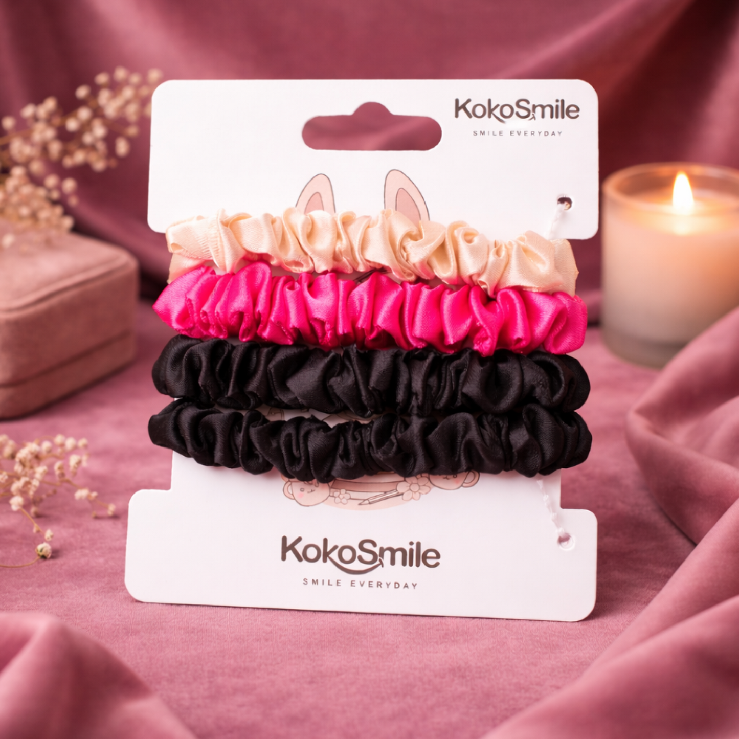 Premium Satin Scrunchies for Women & Girls (Pack of 4)