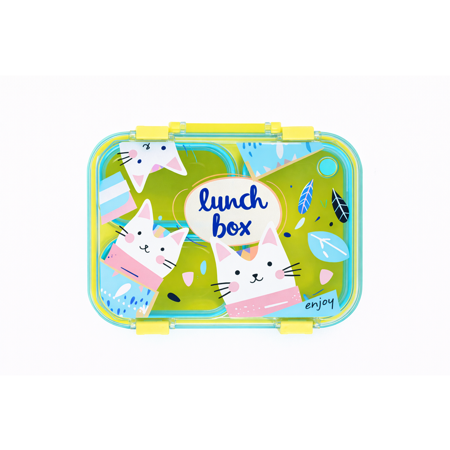 Cat Theme Plastic Bento Lunch Box with 3 compartments for Kids – 800ml