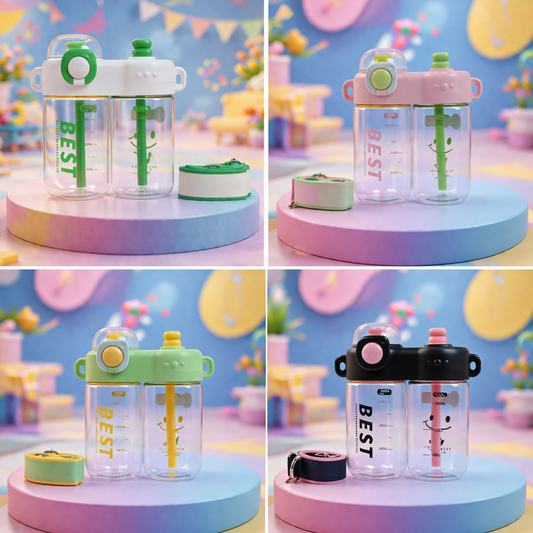 Cute & Stylish Dividing Cup Double Drink Bottle for Kids - 860ml