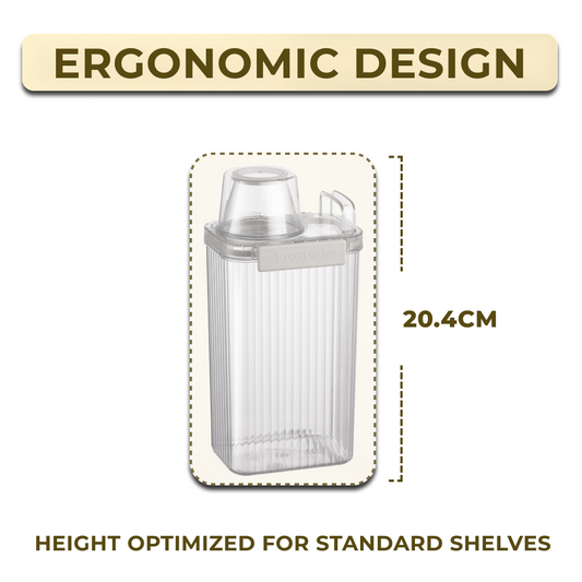 Airtight Dry Food Storage Container, BPA Free PET Storage Dispenser with Measuring Cup