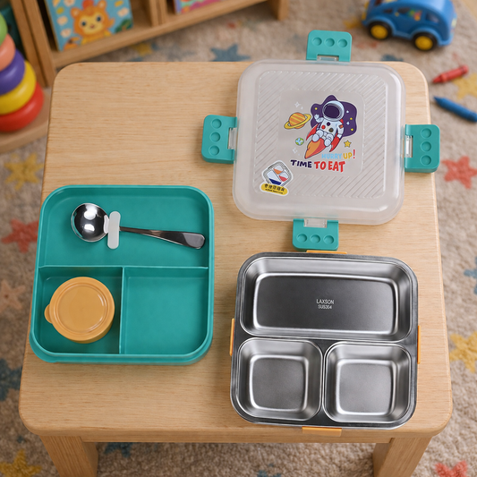 Stainless Steel Lunch Box with 3 compartments for Kids – 1120ml