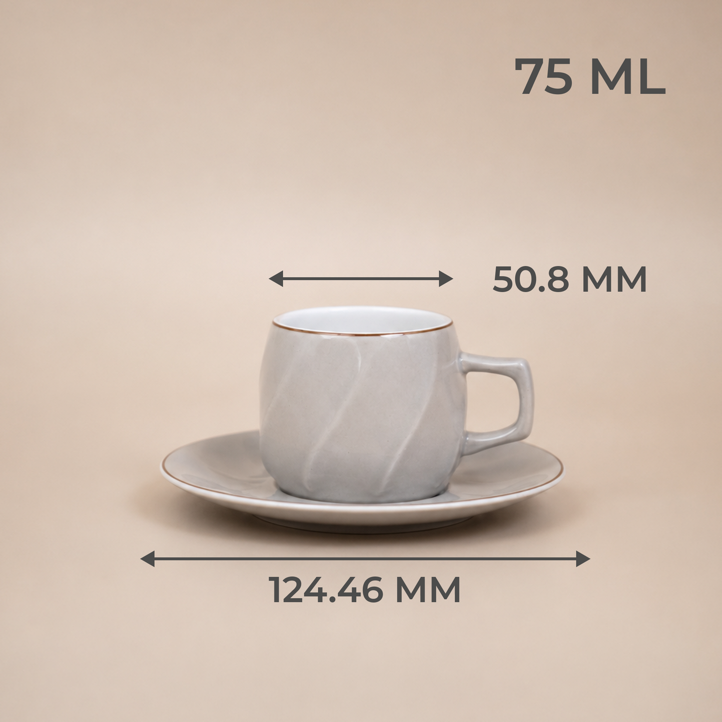 Luxury Gold Rim Ceramic Mug & Saucer - Set of 6