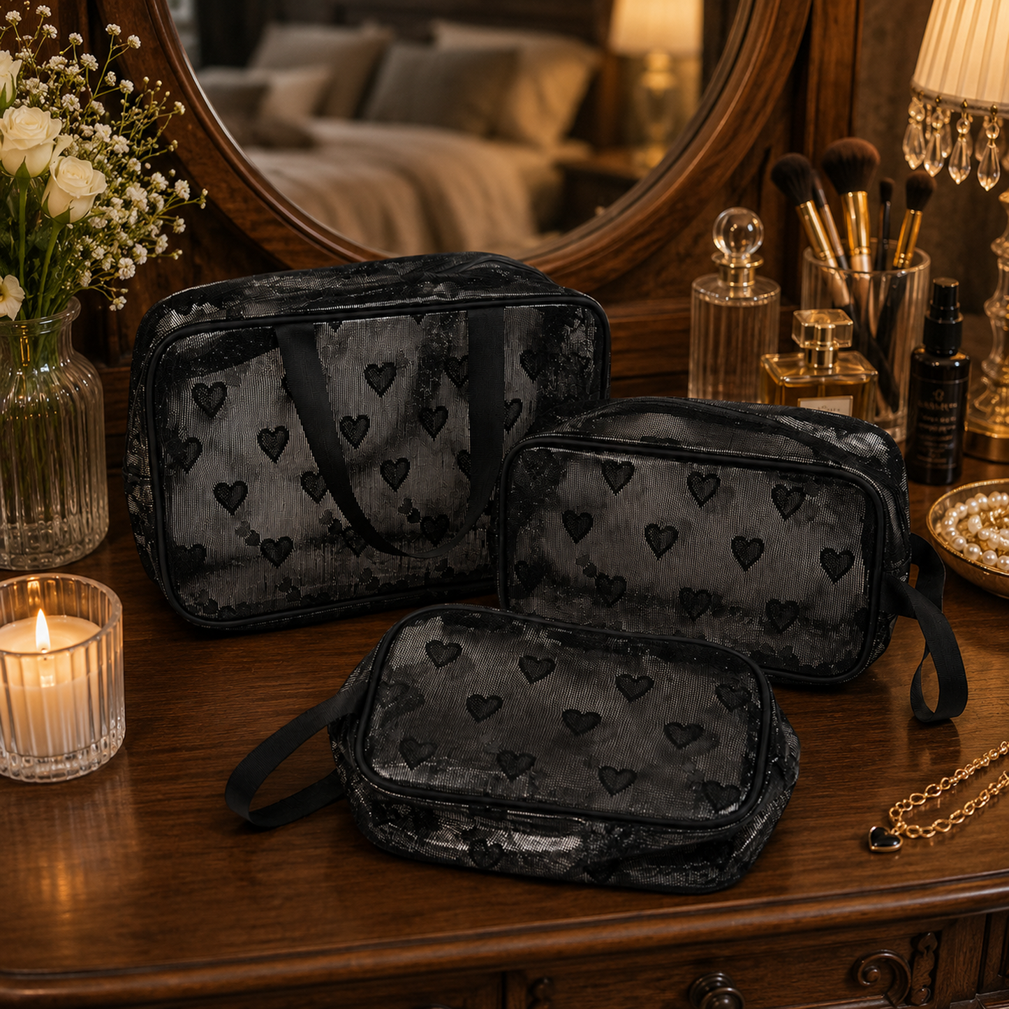 KokoSmile Clear Travel Wash Bag Set – Waterproof Organizer Set of 3