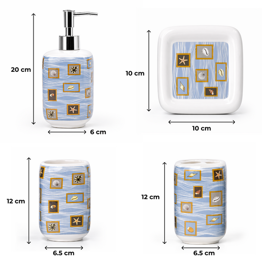 Premium Ceramic Sea Shell Bathroom Accessories Set of 4