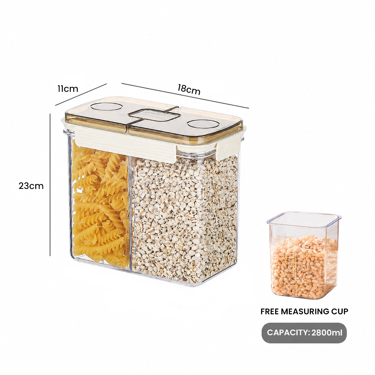 HOMX Airtight Storage Container – Multi-Compartment, Sealed, Free Cup
