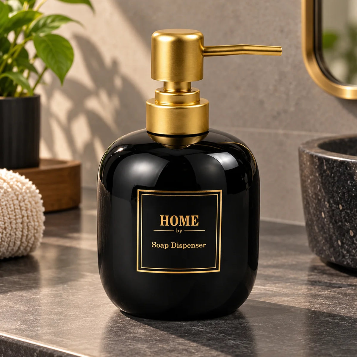 Elegant Ceramic Soap Dispenser with Golden Pump - 400ml