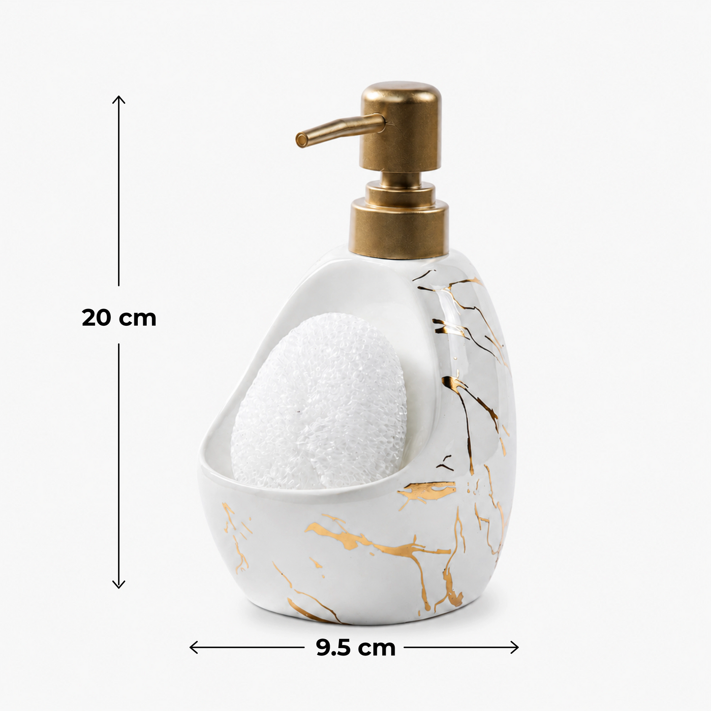 Ceramic Marble Soap Dispenser with Sponge Holder for Bathroom