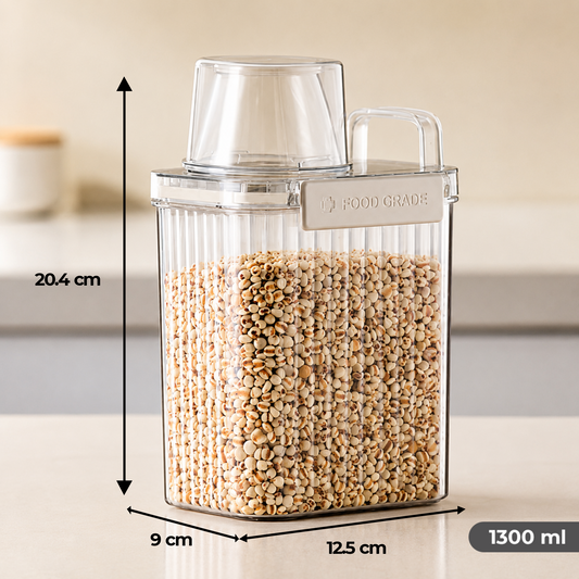 Dry Food Storage Container, BPA Free PET Storage Dispenser with Measuring Cup