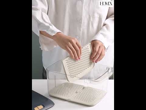 7.5 Ltr Fridge Organizer Bin with Removable Dual-Layer Drain Tray | Airtight Lid