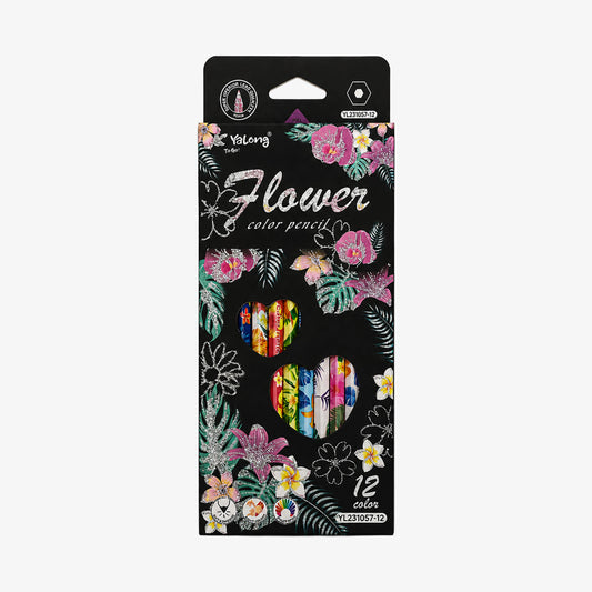 Yalong Floral Print Colour Pencils Set for Kids Art & Craft