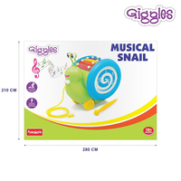Funskool Giggles - 3 in 1 Pull Along Musical Snail,Toys for Kids, Xylophone for Kids, Drum Set, Walking Preschool Toys (18 Months & Above, Infant, Multicolour