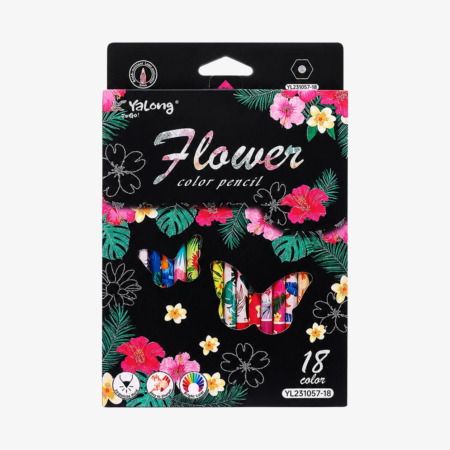 Yalong Floral Print Colour Pencils Set for Kids Art & Craft