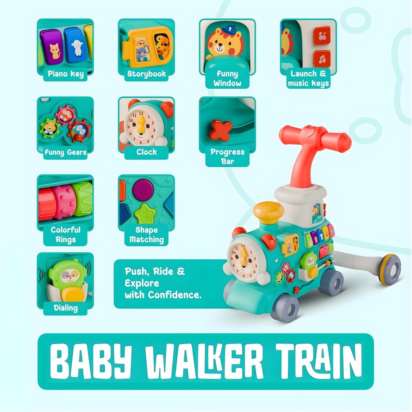 Toybie Kids Musical Train Toy with Detachable Wagon – Interactive Learning & Activity Engine for Toddlers