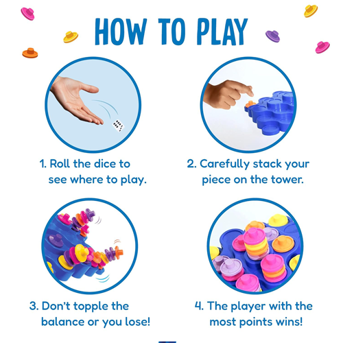 Funskool Original Topple, Strategy Game, Board Game for Kids, Adults, Families, Educational, Fun, 2 to 4 Players, Family Fun, Learning Activity Toy for Childrens, Gift Set for Kid, Ages 6+ Years
