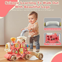 Toybie Baby Walker Cum Ride-On Train | 5-in-1 Musical Activity Toy with Detachable Seat, Interactive Panel & Trailer (6–36 Months) (Pink)