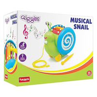 Funskool Giggles - 3 in 1 Pull Along Musical Snail,Toys for Kids, Xylophone for Kids, Drum Set, Walking Preschool Toys (18 Months & Above, Infant, Multicolour