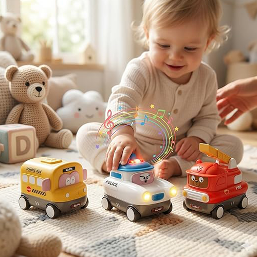 Toybie kids Mini Vehicle Toy Set of 6 – Cartoon Emergency & Construction Cars