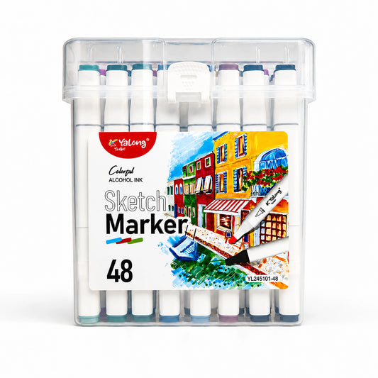 Yalong Dual Tip Sketch Marker Set for Drawing & Illustration - 48 Shades