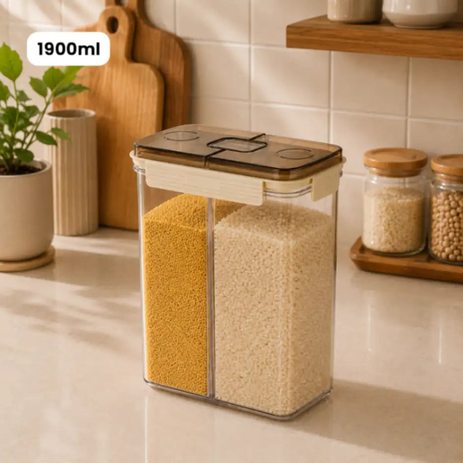 HOMX Airtight, Multi-compartment Food Storage Container with Free Measuring Cup
