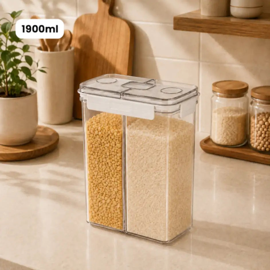 HOMX Airtight, Multi-compartment Food Storage Container with Free Measuring Cup