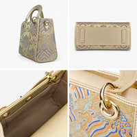 Luxe Hangzhou Silk Leather Tote Handbag for Women