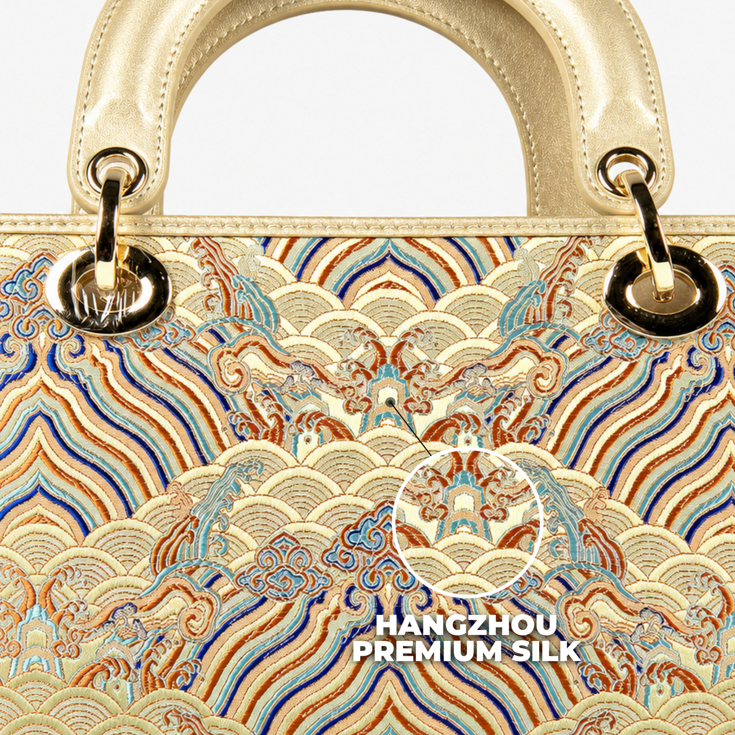 Luxe Hangzhou Silk Leather Tote Handbag for Women