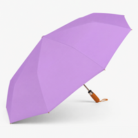 Luxury Windproof Folding Umbrella with Wooden Handle & UV Shield