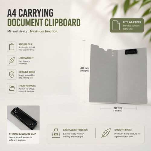 A4 Portable Carrying Clipboard Folder for Office & School