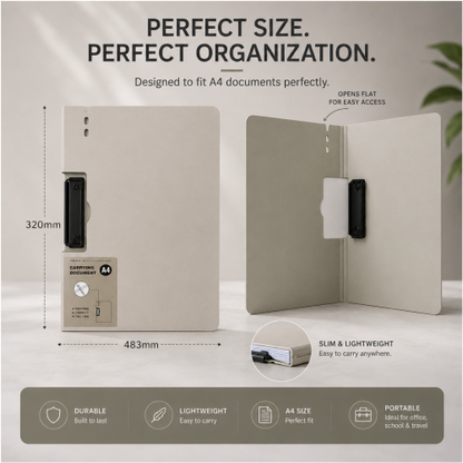 Slim A4 Carrying Document Folder with Secure Clip