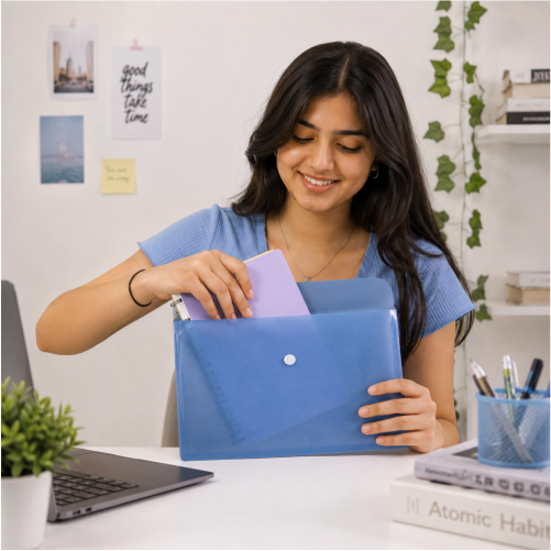 A5 Waterproof Poly Document Folder with Tab Closure- A5 paper size