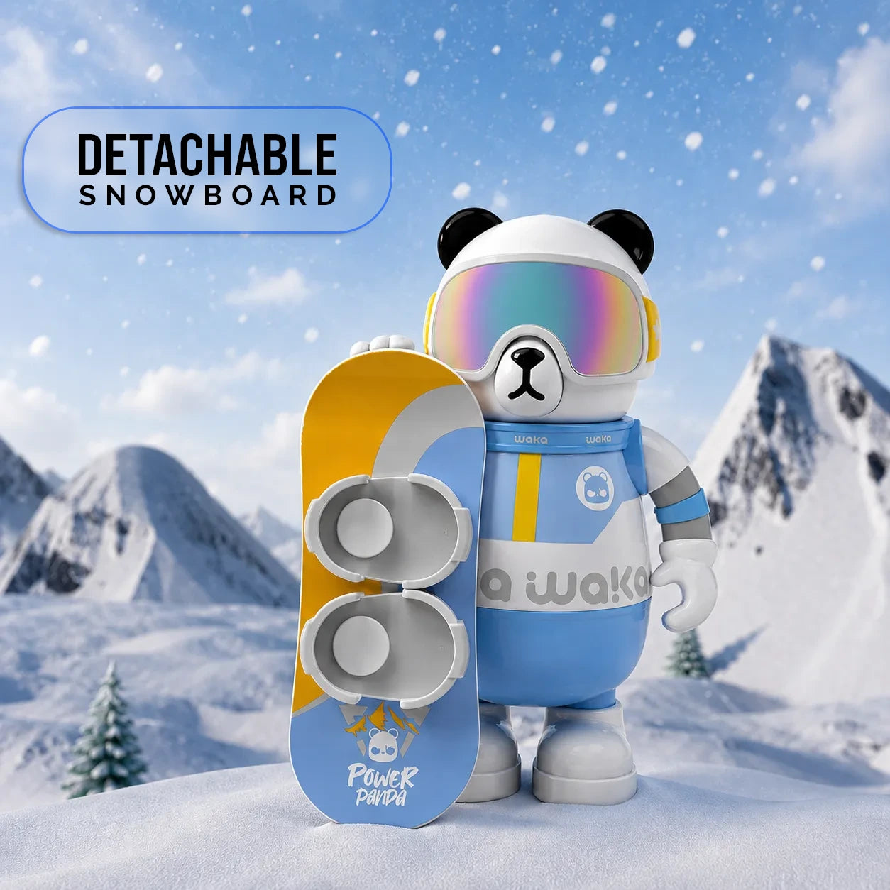 Waka Snowboarder Panda Insulated Water Bottle with Strap - 530ml
